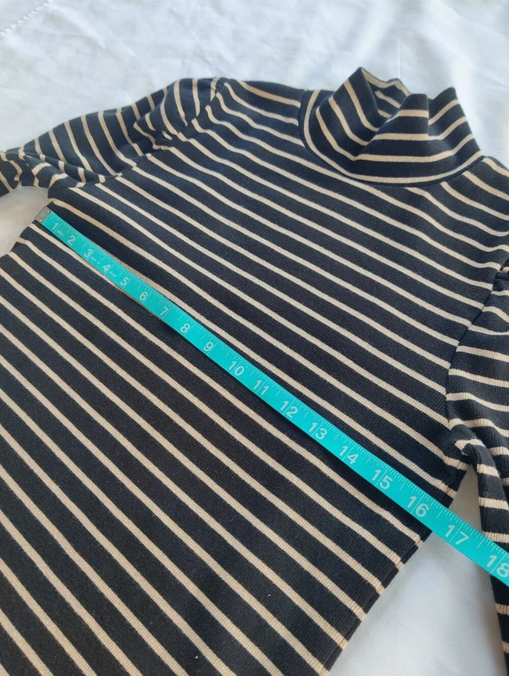 J. Crew Navy and Cream Striped Turtleneck Sweater - Men